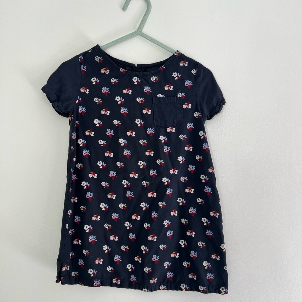 Navy Floral Kids Shirt Dress